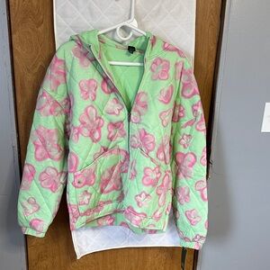 Wild Fable Kids Floral Hoodie - Pink and Green